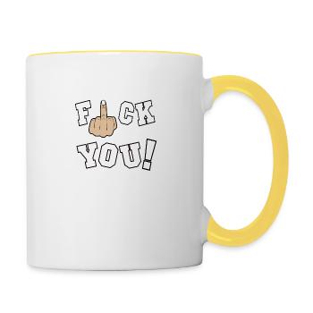Fuck you tshirt Fuck you shirt - Contrasting Mug - white/yellow - Right