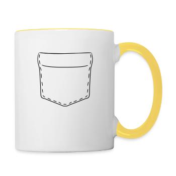 tasche brusttasche hemdtasche beutel sack mitnehme - Tasse zweifarbig - Weiß/Gelb - Rechts