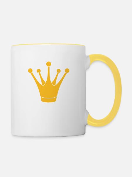 or maerchen couronne grenouille koenig prince a - Mug contrasté - blanc/jaune