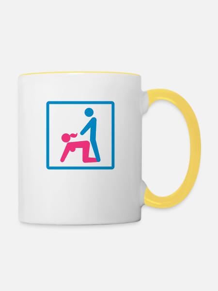 Kamasutra - Doggy Style - Tasse zweifarbig - Weiß/Gelb