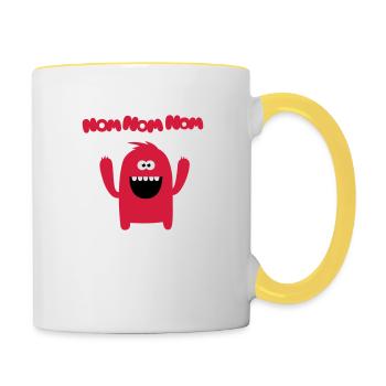 Om nom nom nom - Monster - Tasse zweifarbig - Weiß/Gelb - Rechts