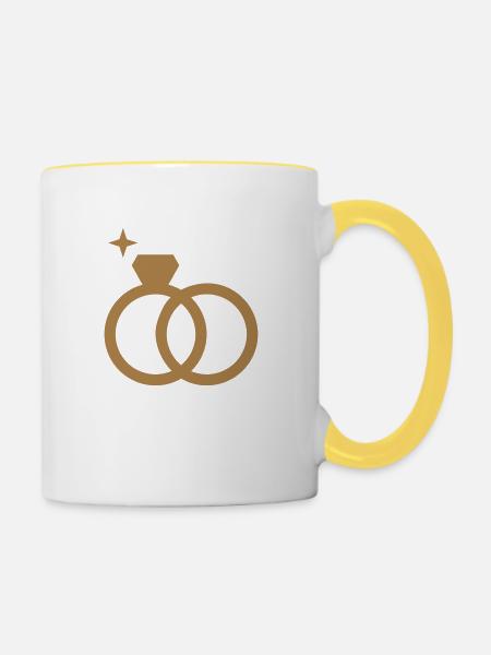 Ringe - Tasse zweifarbig - Weiß/Gelb