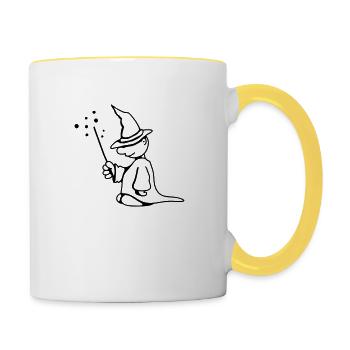 Petit magicien avec Magic Hat et baguette magique - Mug contrasté - blanc/jaune - Droite