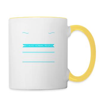 Töpfern Töpferei Keramik Handwerk Lehm Geschenk - Tasse zweifarbig - Weiß/Gelb - Rechts