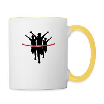 bande rouge sport 3 laeufer course rapide marathon - Mug contrasté - blanc/jaune - Droite