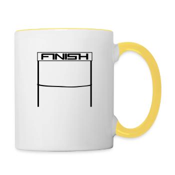 winner marathon finish home straight finish ro - Contrasting Mug - white/yellow - Right