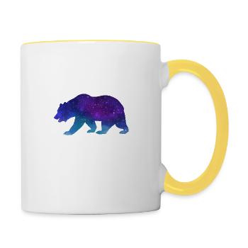 ours ours polaire grizzli waldtier wildnis étoile nuit - Mug contrasté - blanc/jaune - Droite