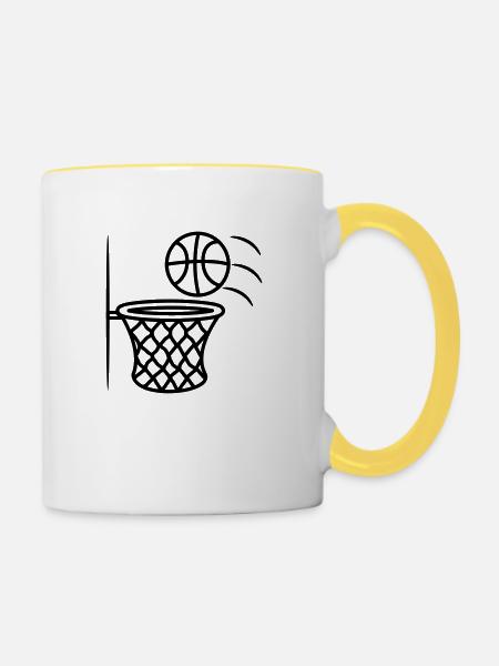Basketball korb - Tasse zweifarbig - Weiß/Gelb