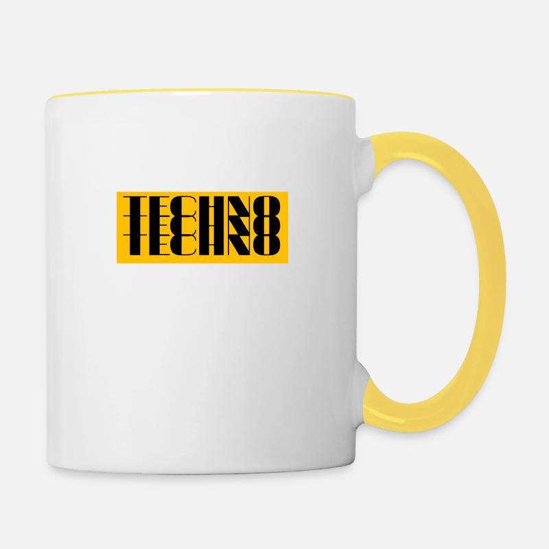 techno techno techno gelb - Tasse zweifarbig - Weiß/Gelb