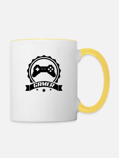 gamer - Tasse zweifarbig - Weiß/Gelb