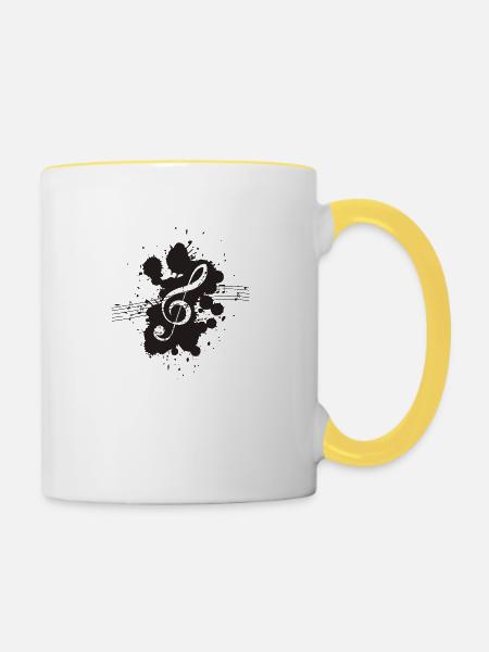 Violinschlüssel - Tasse zweifarbig - Weiß/Gelb