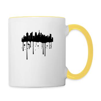 farbe stempel tropfen graffiti stadt metropole sil - Tasse zweifarbig - Weiß/Gelb - Rechts