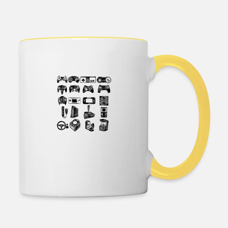 video game console - Contrasting Mug - white/yellow