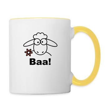 Schaf - Tasse zweifarbig - Weiß/Gelb - Rechts