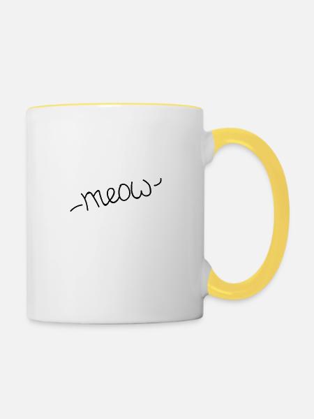 meow miau - Tasse zweifarbig - Weiß/Gelb