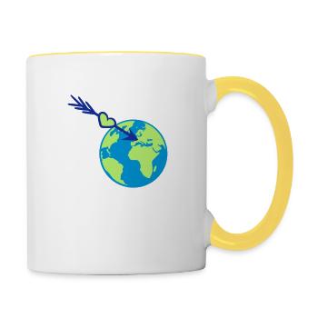 terre europe planète monde amour nature écologique kl - Mug contrasté - blanc/jaune - Droite