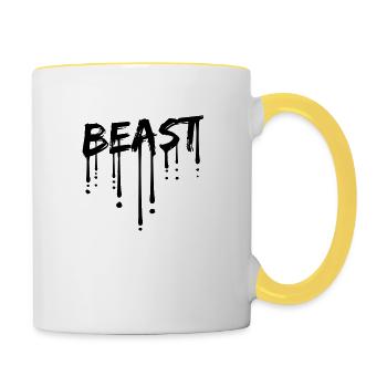 bodybuilder beast mode monster stark kaempfer fitn - Tasse zweifarbig - Weiß/Gelb - Rechts