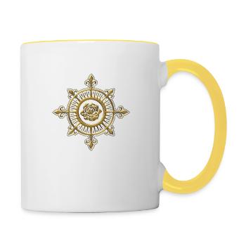 Wind rose, compass, Fleur de Lys, sailing, sailor - Contrasting Mug - white/yellow - Right