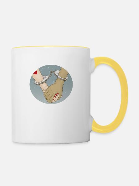 Handcuffs - Tasse zweifarbig - Weiß/Gelb