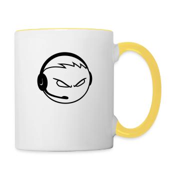 nerd gamer headset geek zocken spielen computer kr - Tasse zweifarbig - Weiß/Gelb - Rechts