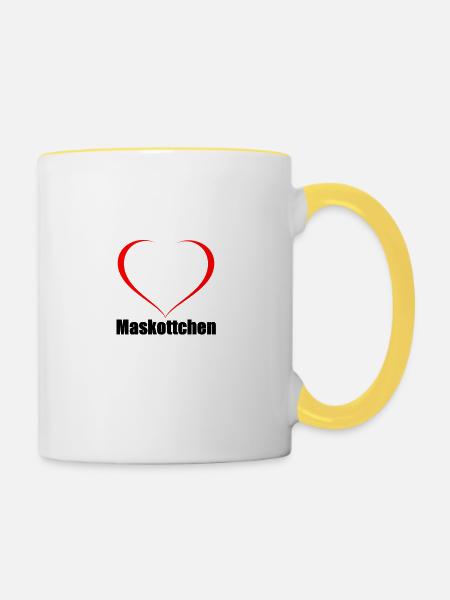 Herz Maskottchen - Tasse zweifarbig - Weiß/Gelb