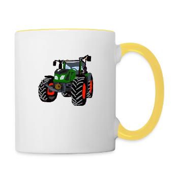 Traktor - Tasse zweifarbig - Weiß/Gelb - Rechts