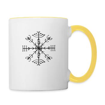 Veldismagn, Icelandic Rune, Protection Symbol - Mug contrasté - blanc/jaune - Droite