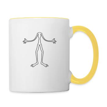 corps étranger sans tête clipart dessin animé comique luxure - Mug contrasté - blanc/jaune - Droite