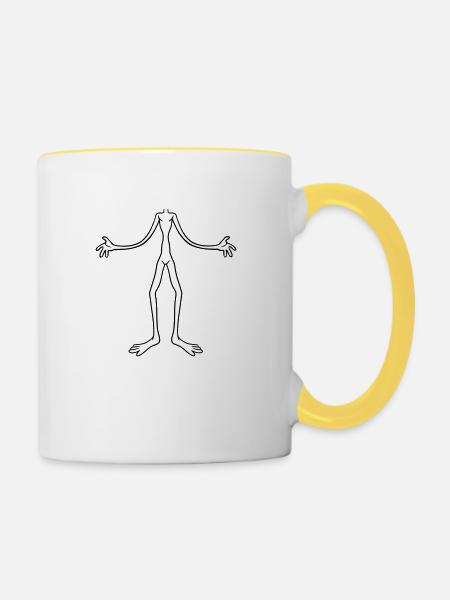corps étranger sans tête clipart dessin animé comique luxure - Mug contrasté - blanc/jaune