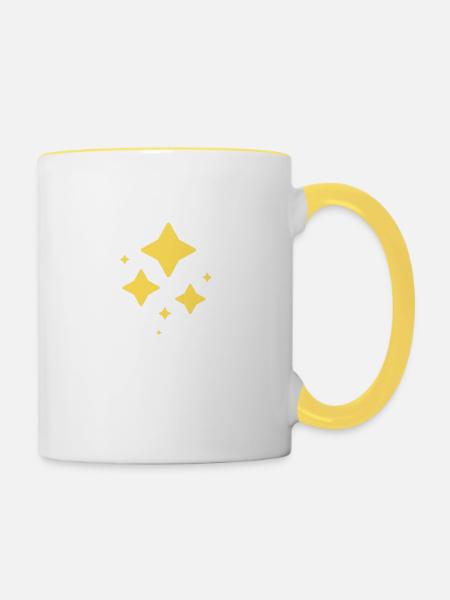 Funkelnde Sterne - Tasse zweifarbig - Weiß/Gelb
