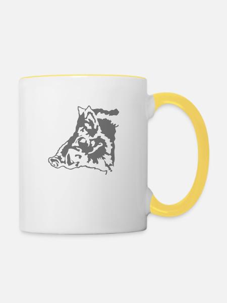 wildschwein0 - Tasse zweifarbig - Weiß/Gelb