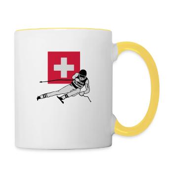 ski - alpine - apres - Schweiz - Mug contrasté - blanc/jaune - Droite