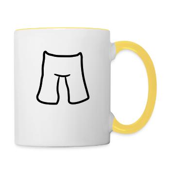 sommer hose anziehen kurze shorts warm kleidung bo - Tasse zweifarbig - Weiß/Gelb - Rechts