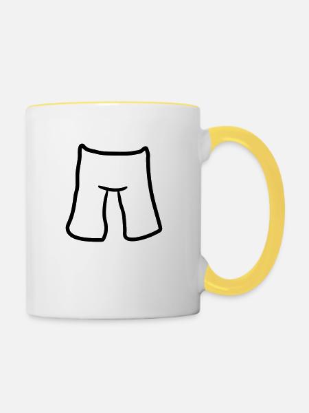 sommer hose anziehen kurze shorts warm kleidung bo - Tasse zweifarbig - Weiß/Gelb