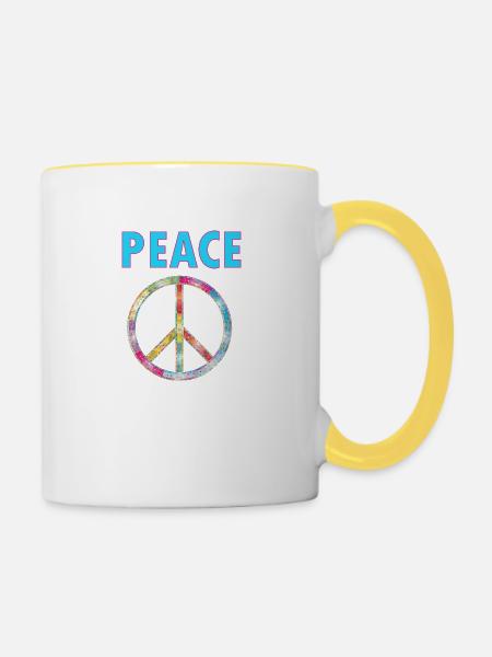 Peace - Tasse zweifarbig - Weiß/Gelb