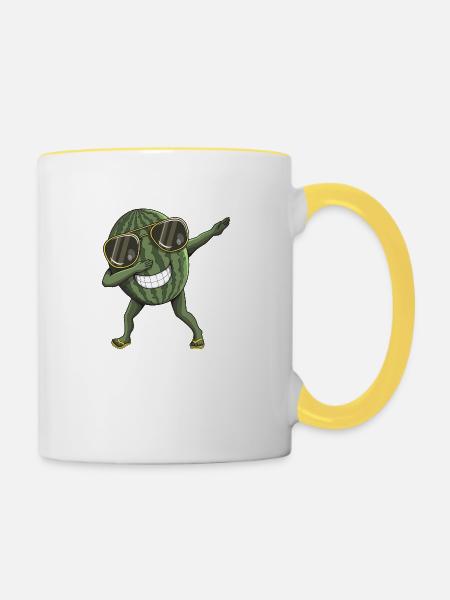 Wassermelone dabbing - Tasse zweifarbig - Weiß/Gelb
