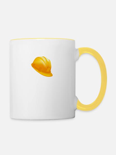 Bauherr Bauhelm - Tasse zweifarbig - Weiß/Gelb