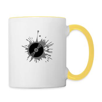 Fête de la musique de vinyle graffiti éclaboussures goutte - Mug contrasté - blanc/jaune - Droite