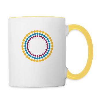 bunte kreis blume form rund rahmen schoener dekora - Contrasting Mug - white/yellow - Right