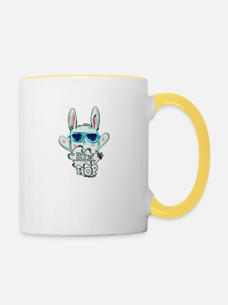 Hip Hop - Tasse zweifarbig - Weiß/Gelb