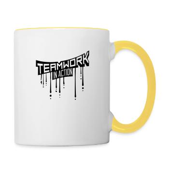 tropfen graffiti stempel crew teamwork cool design - Contrasting Mug - white/yellow - Right