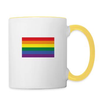 gaypride flag - Contrasting Mug - white/yellow - Right