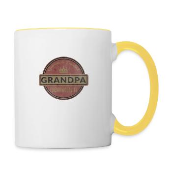Grand-père - Design vintage - Mug contrasté - blanc/jaune - Droite