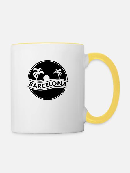 Barcelona - Tasse zweifarbig - Weiß/Gelb
