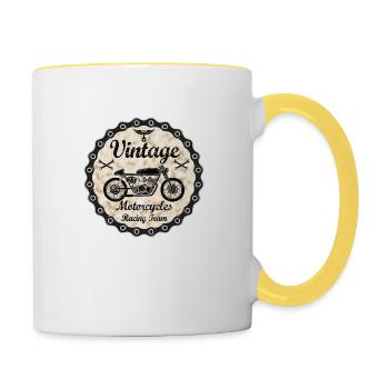 vintage motorcycles 03 - Mug contrasté - blanc/jaune - Droite