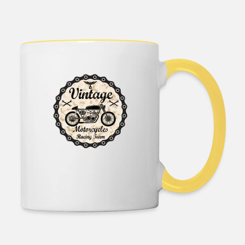 vintage motorcycles 03 - Mug contrasté - blanc/jaune