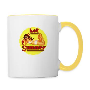 pixel pinup hot buzzer - Contrasting Mug - white/yellow - Right