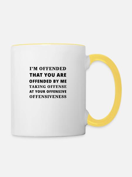 beleidigende Anstößigkeit - Tasse zweifarbig - Weiß/Gelb