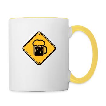 bière signe note prudence prudence danger alcool - Mug contrasté - blanc/jaune - Droite