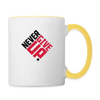 ne jamais abandonner carré rouge cool logo équipe design ni - Mug contrasté - blanc/jaune - Droite